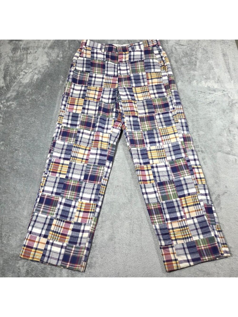 Vintage Berle Pants Mens 30X30 Blue Patchwork Madras Plaid Preppy Golf USA